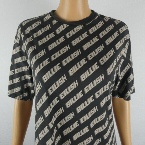 Billie Eillish for H&M Divided Band Music All Over Print Text Graphic T Shirt XS - Picture 4 of 10
